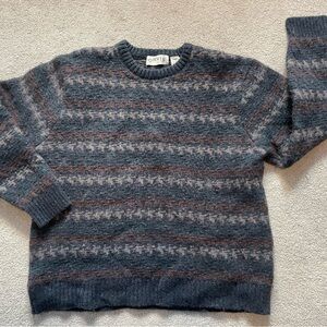 Orvis Men's Gray and Brown Sweater (Fits like a SMALL/MEDIUM, not XL)